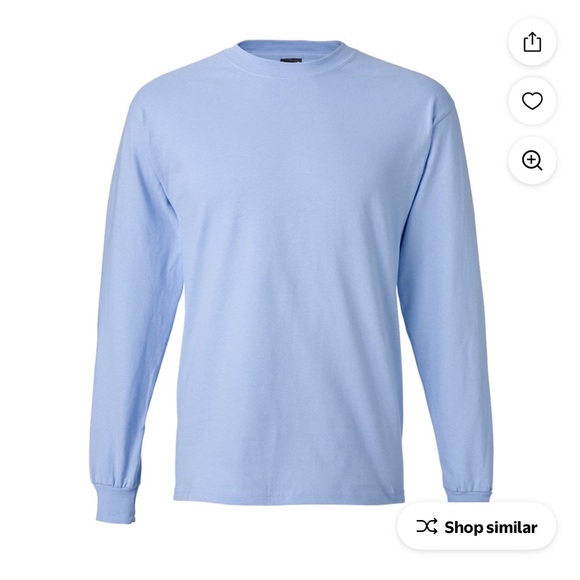 Hanes Beefy Unisex Long Sleeve Shirt-Light Blue - Picture 1 of 6